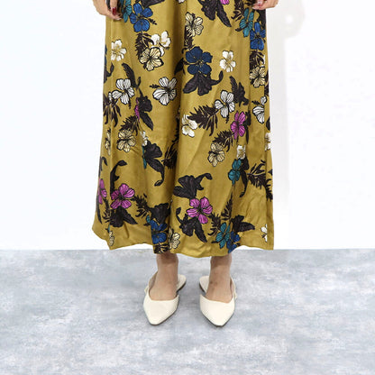 Max Mara ワンピース マスタード シルク 花柄 Vネック 92211832