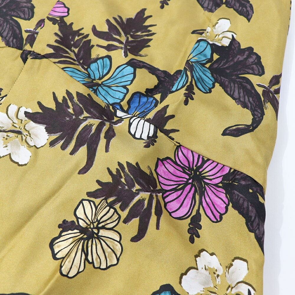 Max Mara ワンピース マスタード シルク 花柄 Vネック 92211832