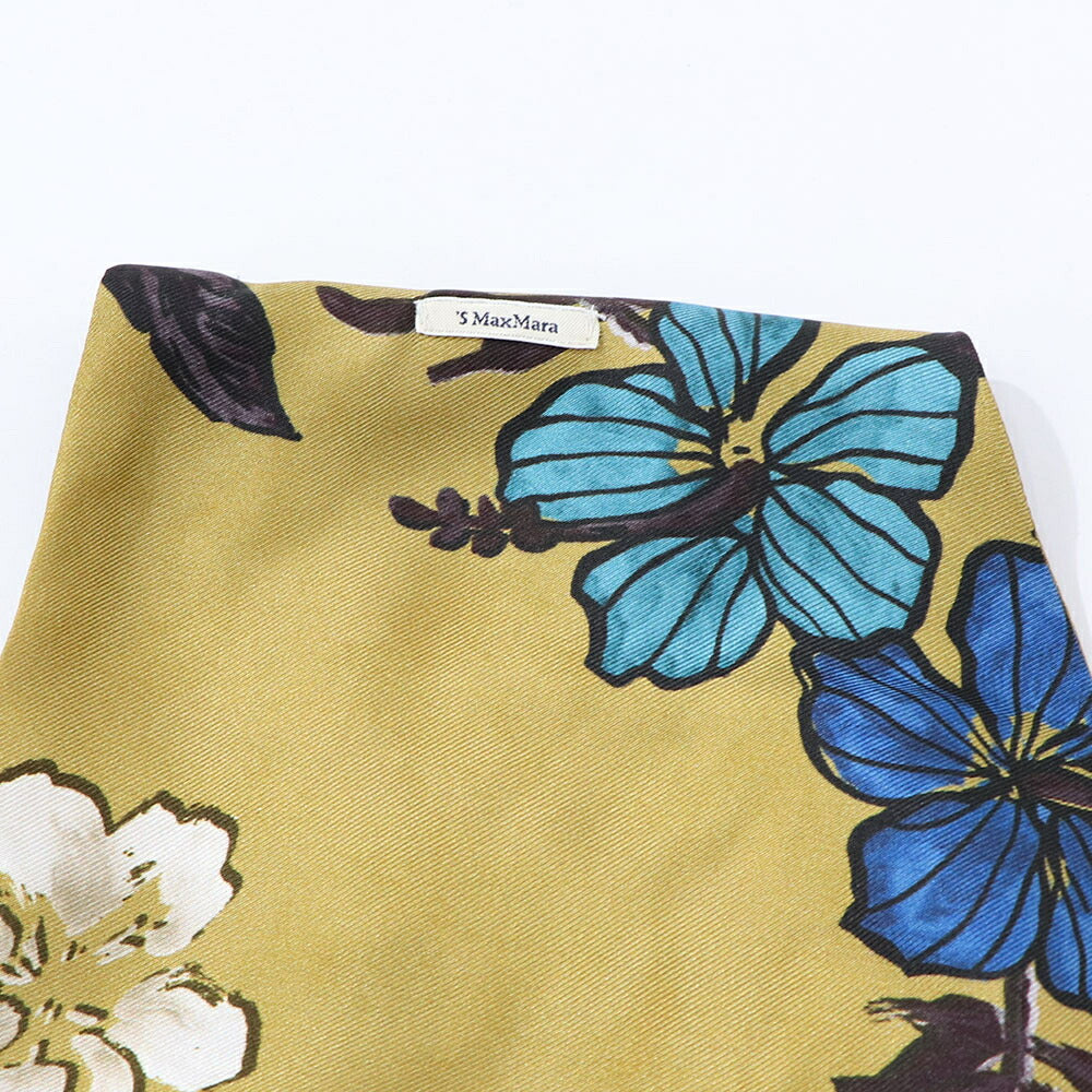 Max Mara ワンピース マスタード シルク 花柄 Vネック 92211832