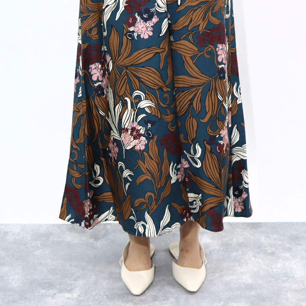 Max Mara ワンピース ネイビー 花柄ワンピース Vネック 92212632