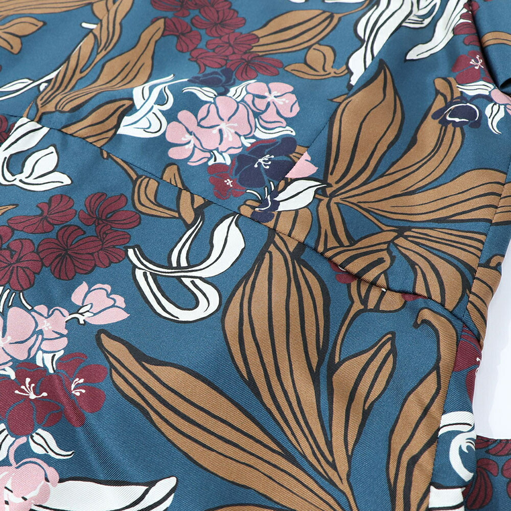 Max Mara ワンピース ネイビー 花柄ワンピース Vネック 92212632