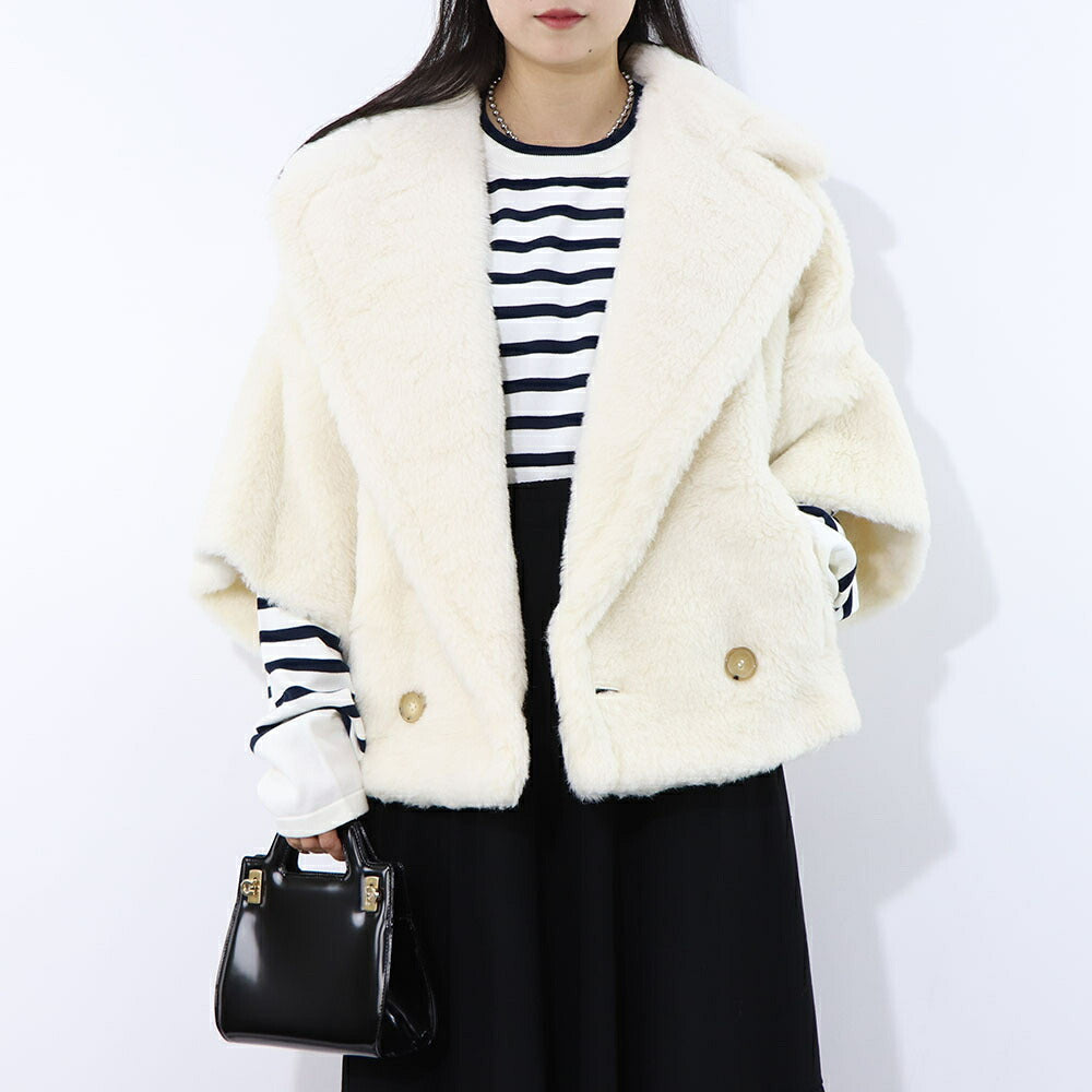 Max Mara コート RIGA ホワイト シンプル テディベア ショートジャケット 10810131