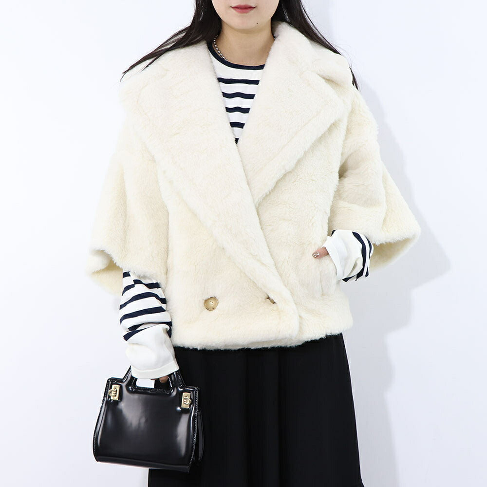 Max Mara コート RIGA ホワイト シンプル テディベア ショートジャケット 10810131
