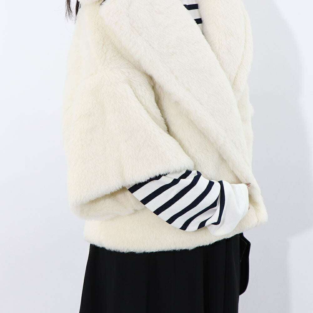 Max Mara コート RIGA ホワイト シンプル テディベア ショートジャケット 10810131