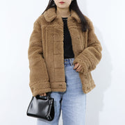 Max Mara コート TTEDDINO ブラウン キャメル シルク ショートジャケット 襟付き 10860439