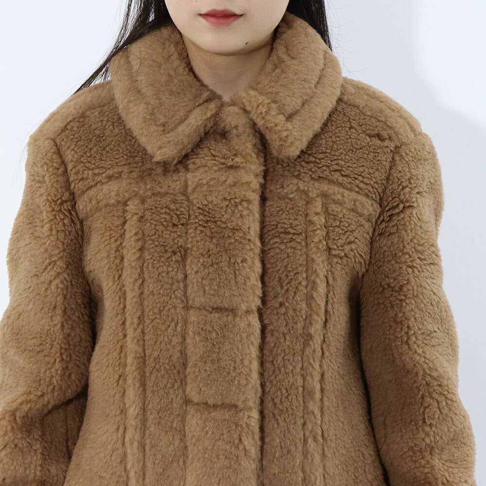 Max Mara コート TTEDDINO ブラウン キャメル シルク ショートジャケット 襟付き 10860439