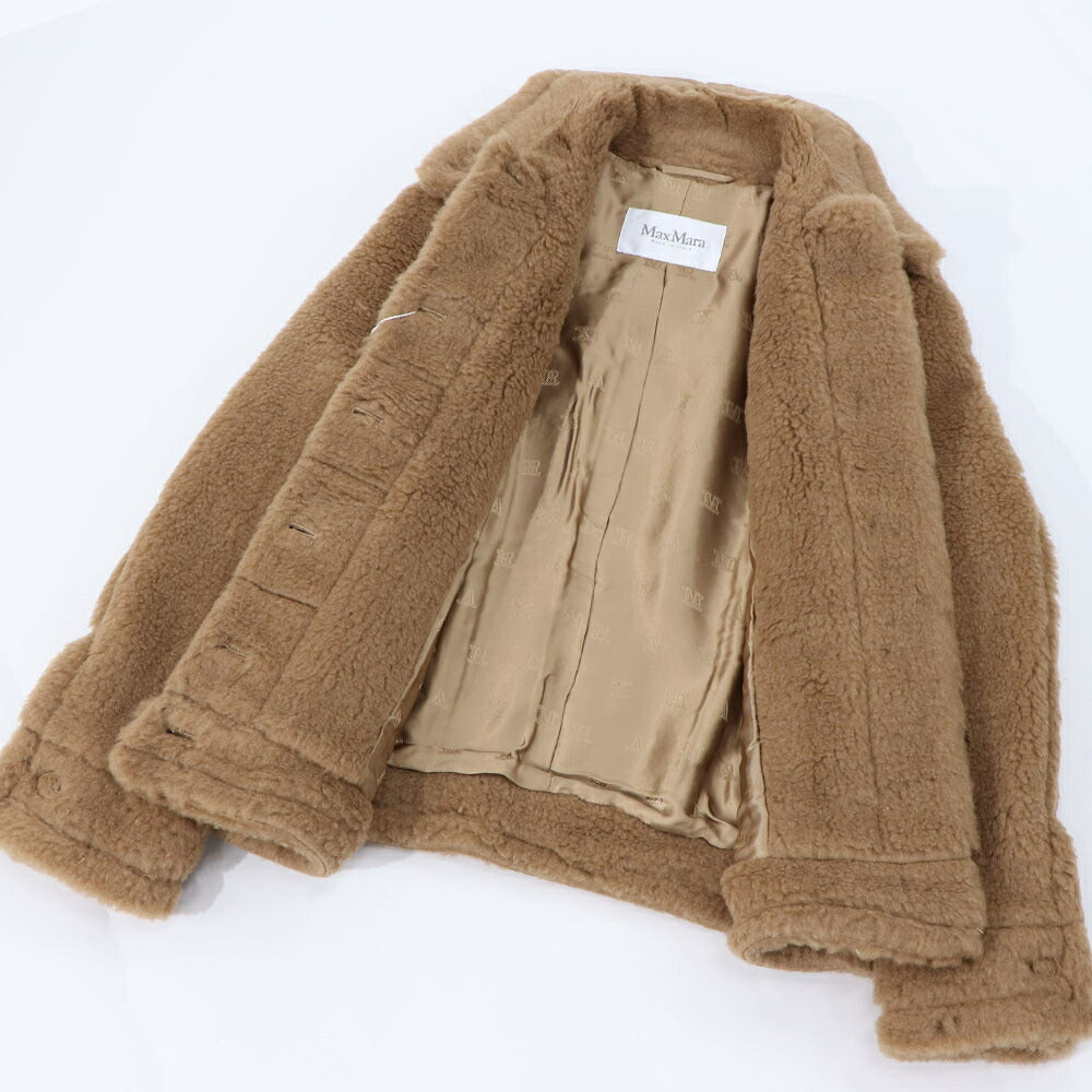 Max Mara コート TTEDDINO ブラウン キャメル シルク ショートジャケット 襟付き 10860439
