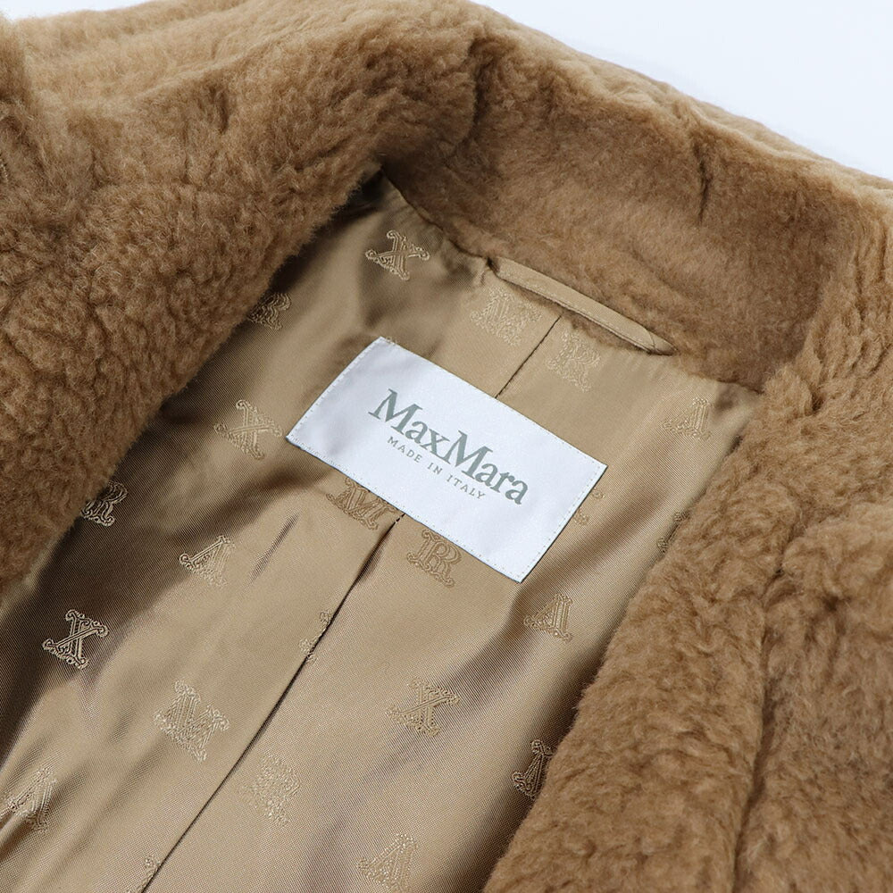 Max Mara コート TTEDDINO ブラウン キャメル シルク ショートジャケット 襟付き 10860439