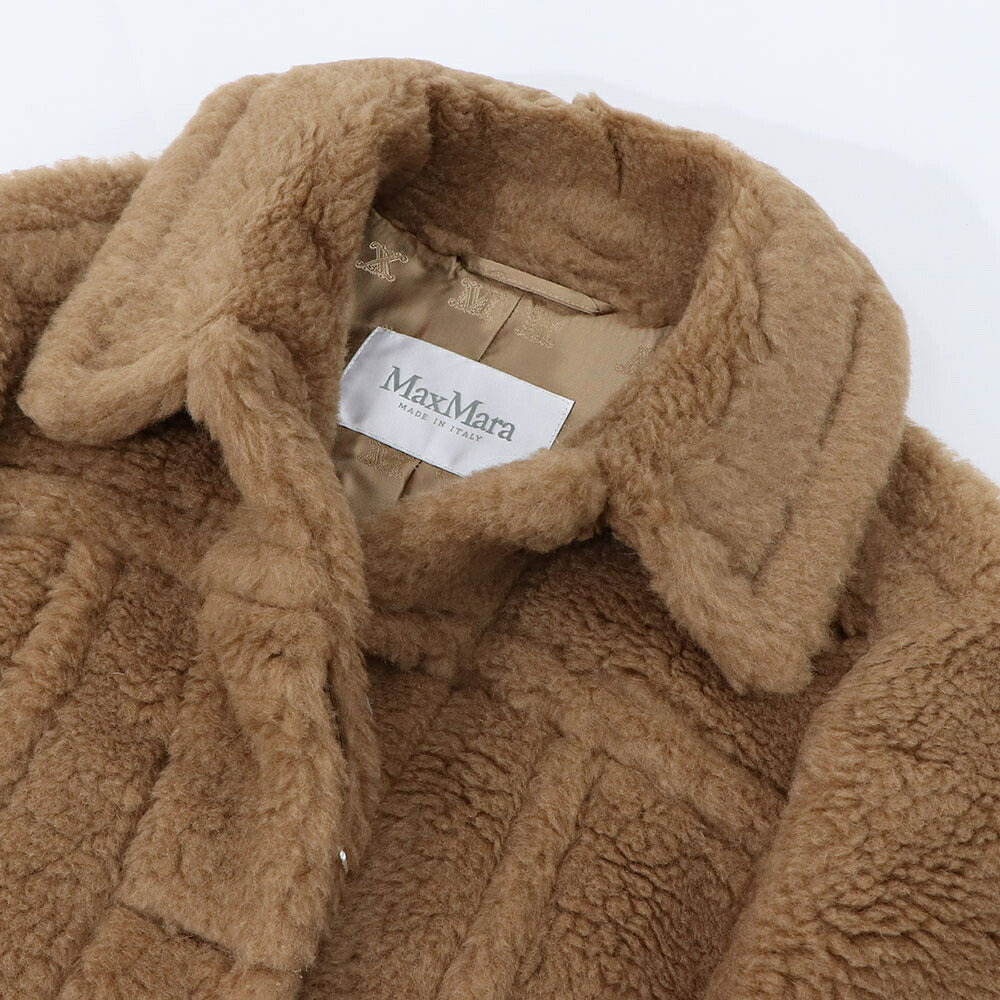 Max Mara コート TTEDDINO ブラウン キャメル シルク ショートジャケット 襟付き 10860439