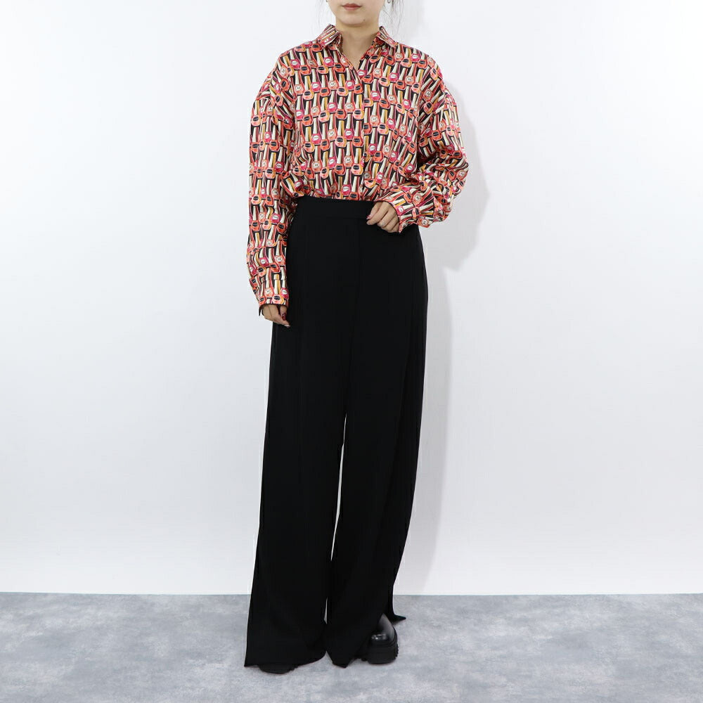 Max Mara ロングパンツ ブラック ワイドパンツ スリット 11360639