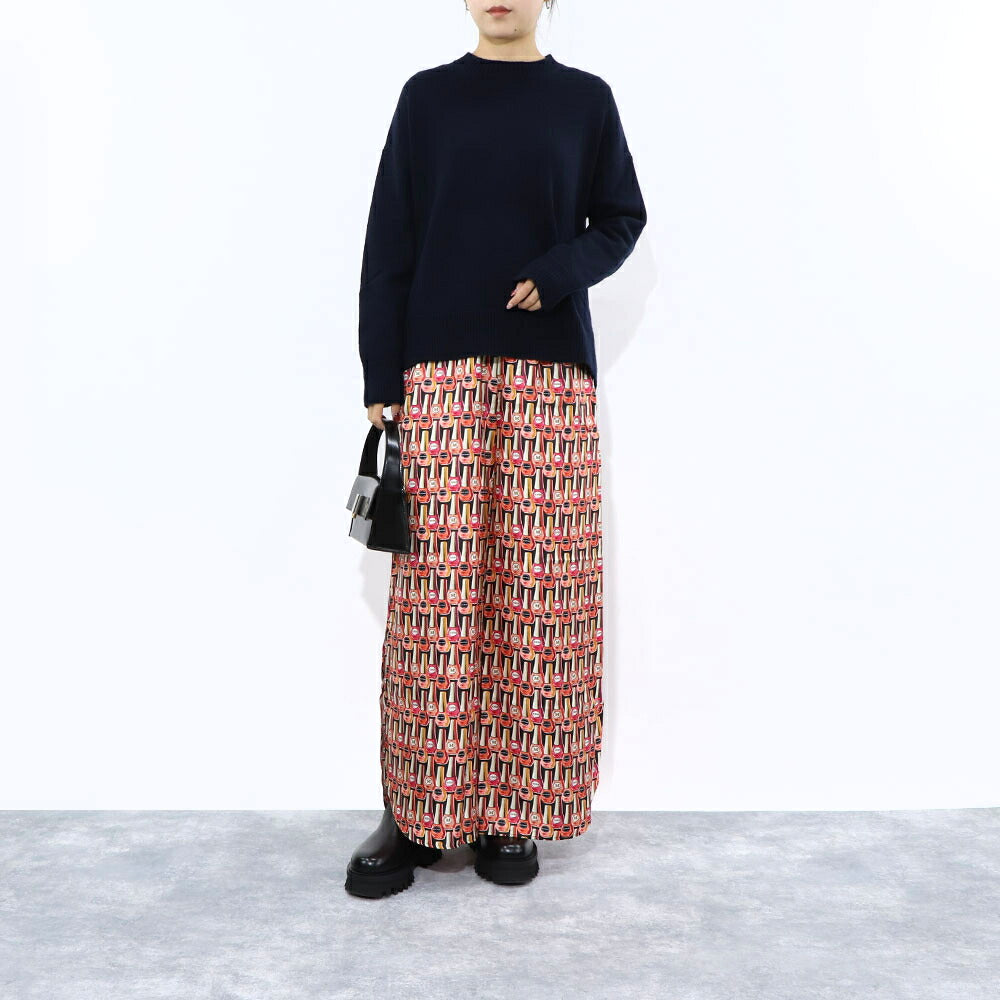Max Mara ロングパンツ マルチカラー シルク ネイルポリッシュ プリント ワイドパンツ 11362639