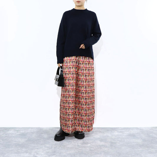 Max Mara ロングパンツ マルチカラー シルク ネイルポリッシュ プリント ワイドパンツ 11362639