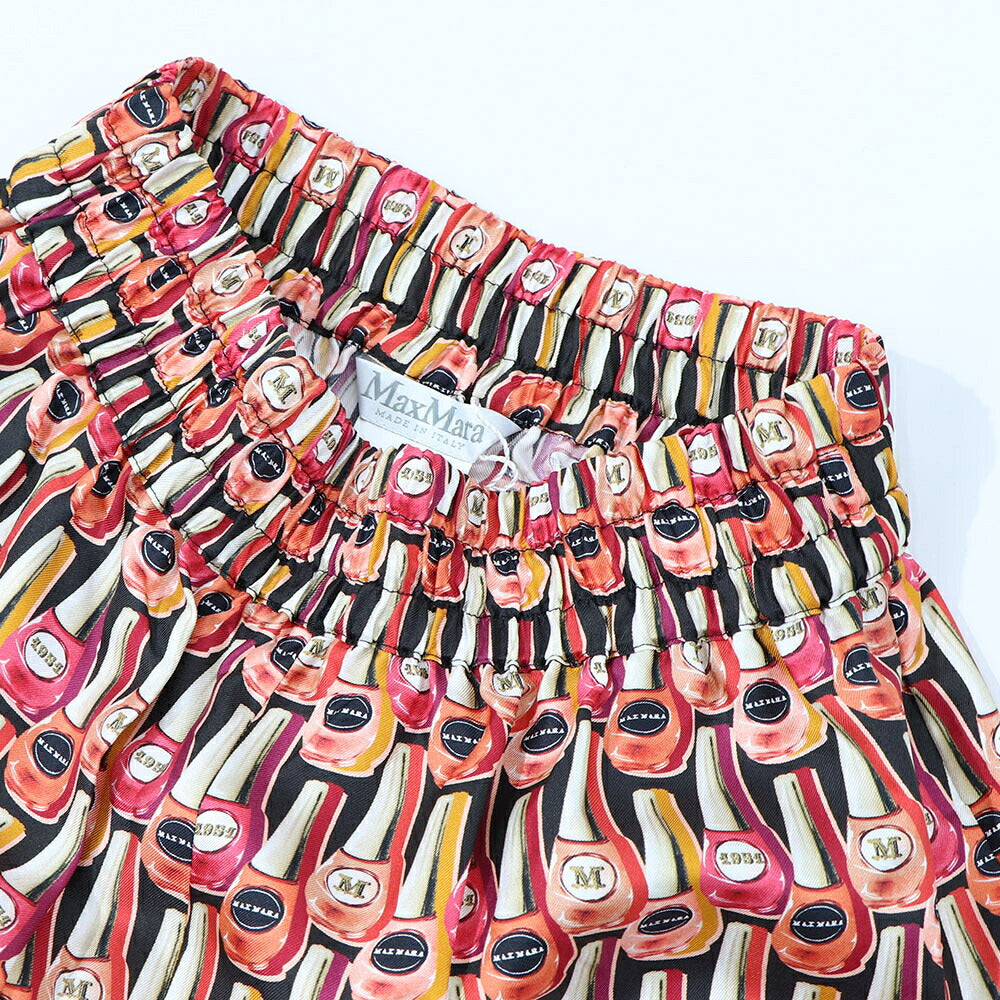 Max Mara ロングパンツ マルチカラー シルク ネイルポリッシュ プリント ワイドパンツ 11362639