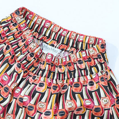 Max Mara ロングパンツ マルチカラー シルク ネイルポリッシュ プリント ワイドパンツ 11362639