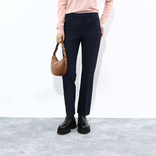 Max Mara ロングパンツ ネイビー ビスコース スラックス センタープレス 19131111