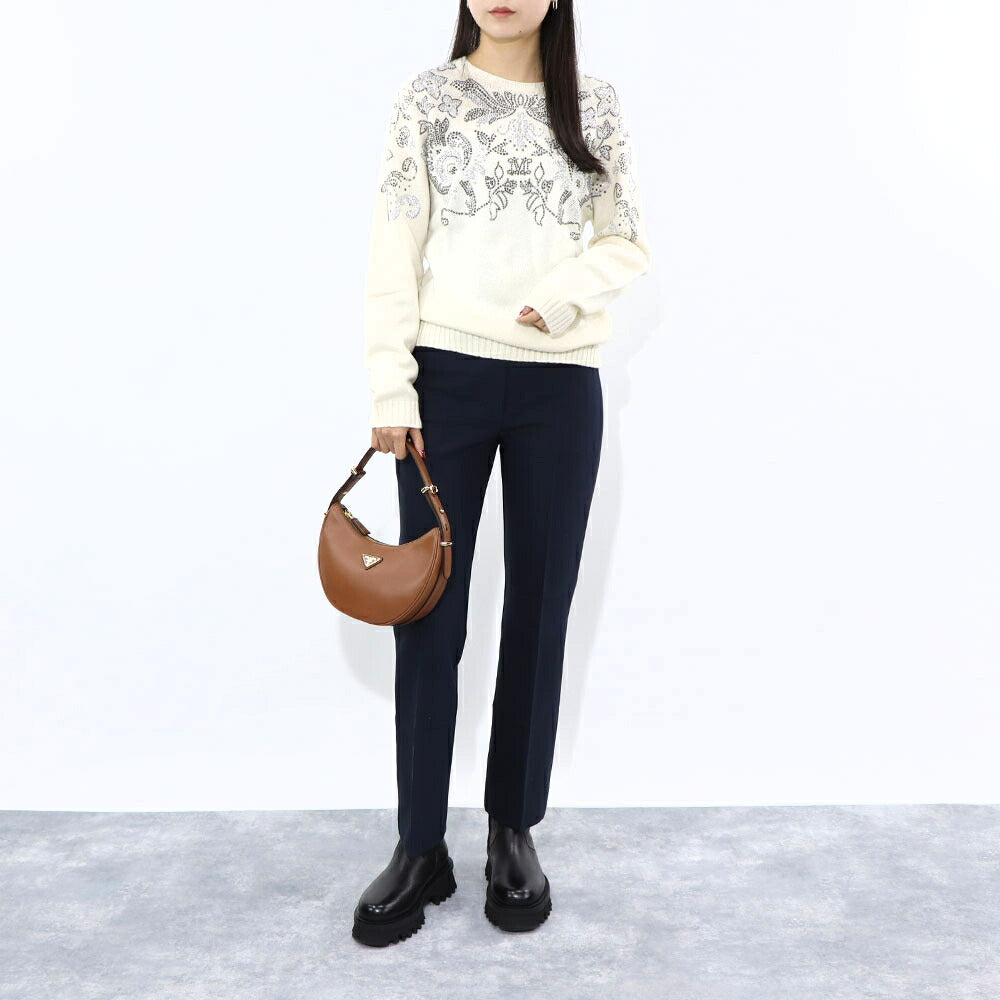 Max Mara ロングパンツ ネイビー ビスコース スラックス センタープレス 19131111