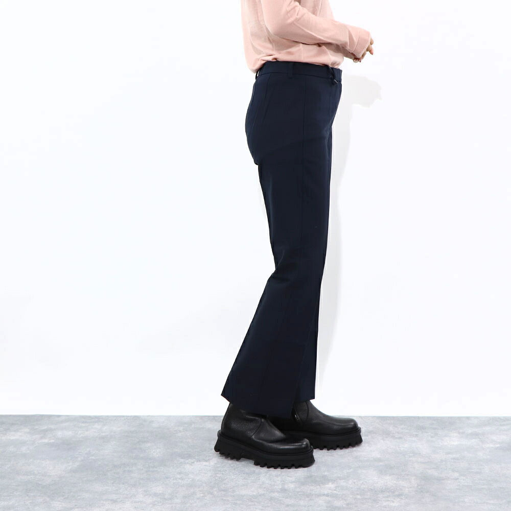 Max Mara ロングパンツ ネイビー ビスコース スラックス センタープレス 19131111