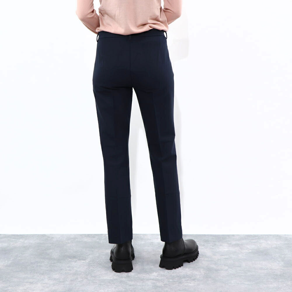 Max Mara ロングパンツ ネイビー ビスコース スラックス センタープレス 19131111