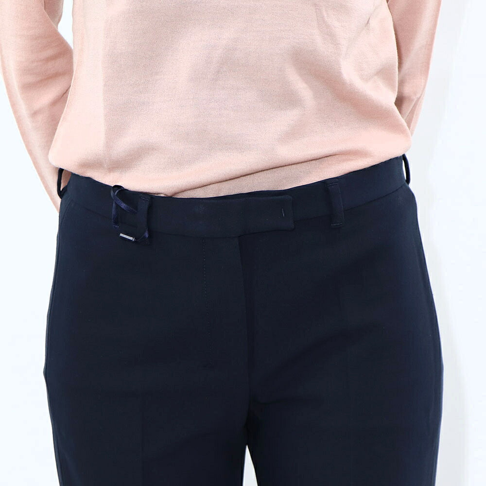 Max Mara ロングパンツ ネイビー ビスコース スラックス センタープレス 19131111