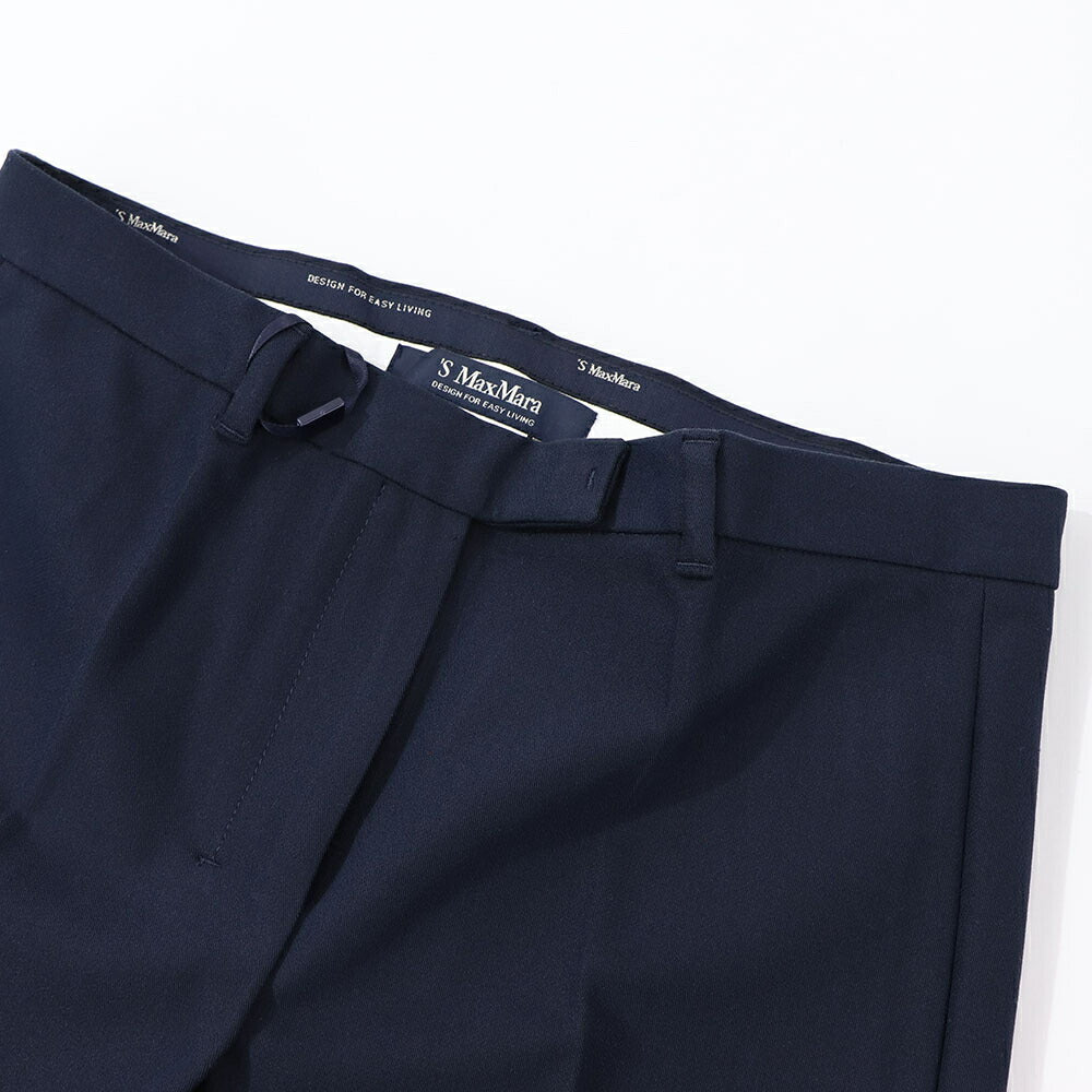 Max Mara ロングパンツ ネイビー ビスコース スラックス センタープレス 19131111