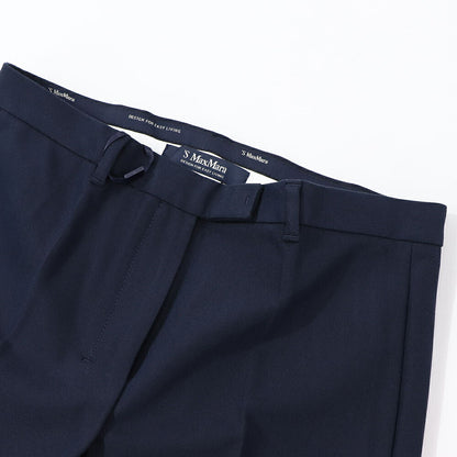 Max Mara ロングパンツ ネイビー ビスコース スラックス センタープレス 19131111
