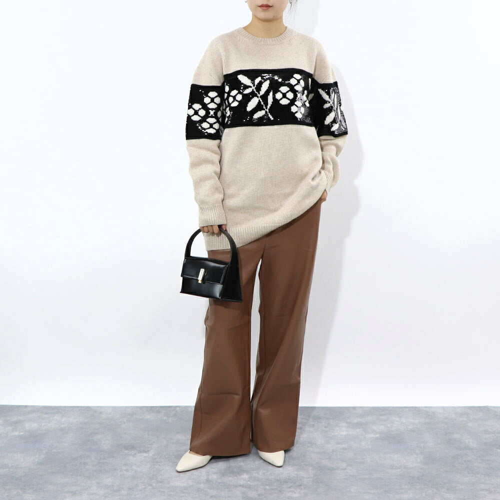 Max Mara ロングパンツ ブラウン 合皮パンツ ワイドパンツ 19781021