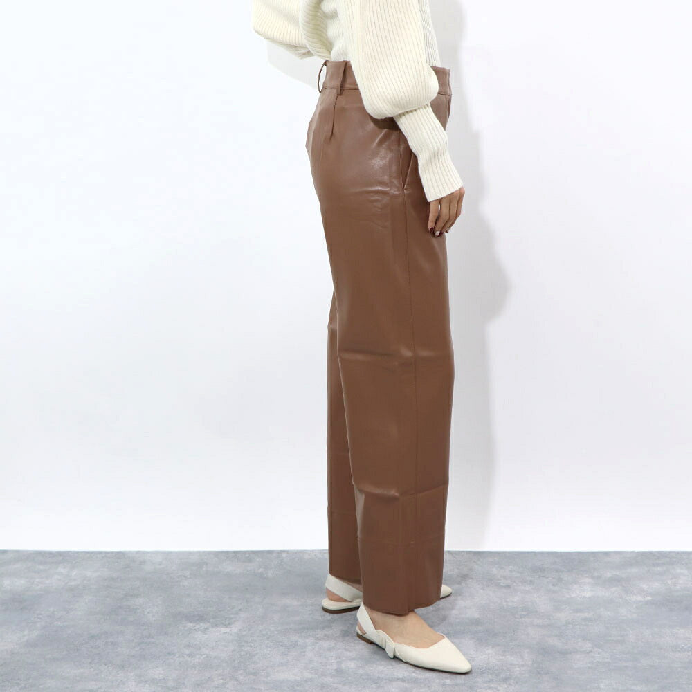 Max Mara ロングパンツ ブラウン 合皮パンツ ワイドパンツ 19781021