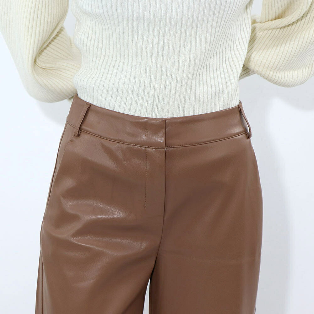 Max Mara ロングパンツ ブラウン 合皮パンツ ワイドパンツ 19781021