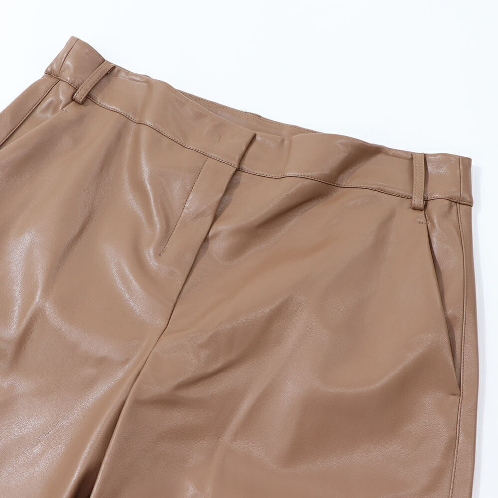 Max Mara ロングパンツ ブラウン 合皮パンツ ワイドパンツ 19781021