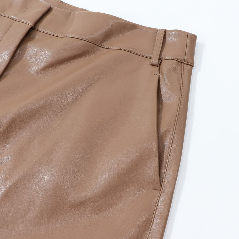 Max Mara ロングパンツ ブラウン 合皮パンツ ワイドパンツ 19781021