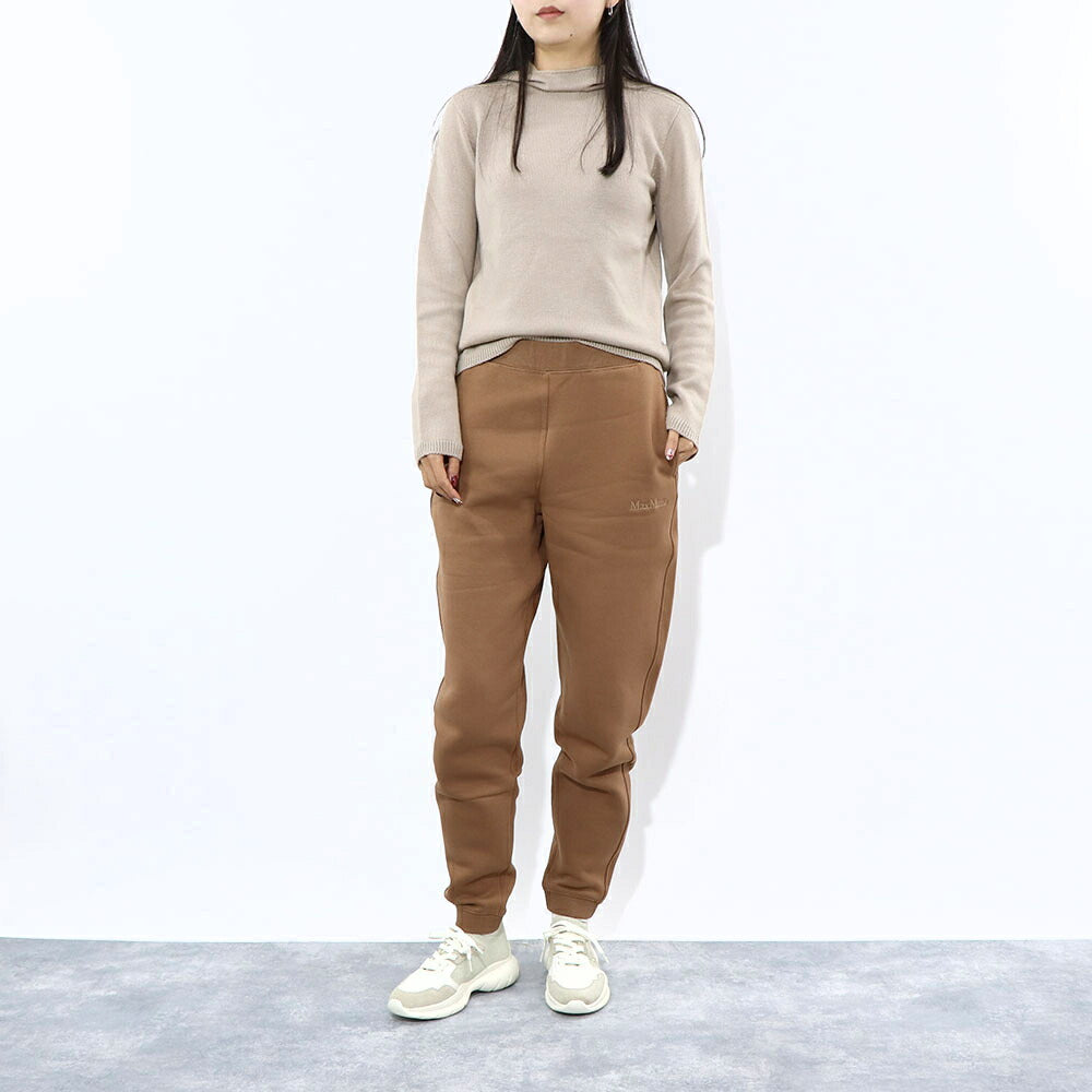 Max Mara ロングパンツ キャメル スウェットパンツ リラックスパンツ ワンポイントロゴ 19781041