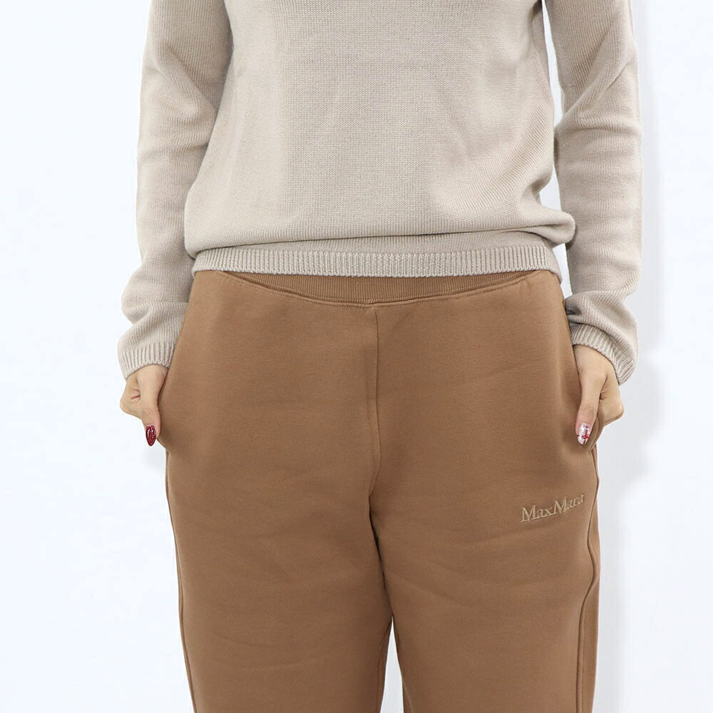 Max Mara ロングパンツ キャメル スウェットパンツ リラックスパンツ ワンポイントロゴ 19781041