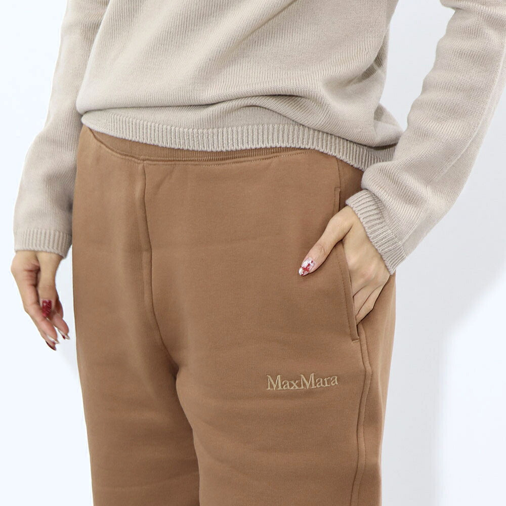 Max Mara ロングパンツ キャメル スウェットパンツ リラックスパンツ ワンポイントロゴ 19781041