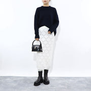 Max Mara スカート ホワイト ポリエステル 透かし編み ニットスカート 柄編み 63010131