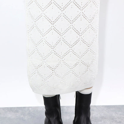 Max Mara スカート ホワイト ポリエステル 透かし編み ニットスカート 柄編み 63010131