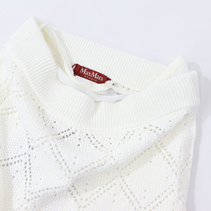Max Mara スカート ホワイト ポリエステル 透かし編み ニットスカート 柄編み 63010131