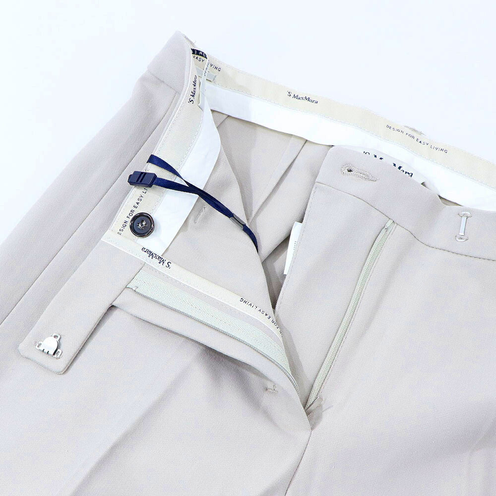 Max Mara ロングパンツ ベージュ グレージュ ビスコース スラックス トラウザーズ シンプル 91310331
