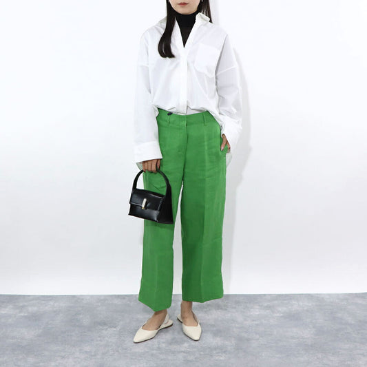 Max Mara ロングパンツ グリーン ストレート ワイドパンツ 91310432