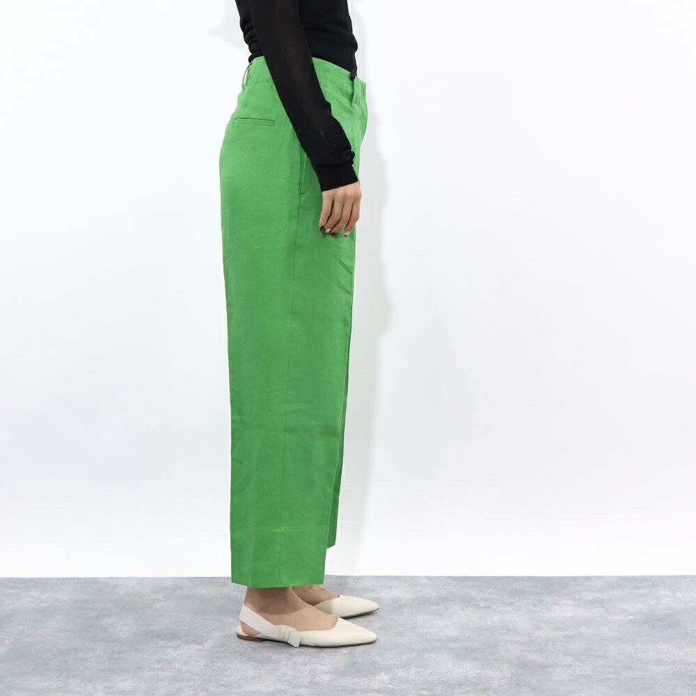 Max Mara ロングパンツ グリーン ストレート ワイドパンツ 91310432