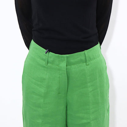 Max Mara ロングパンツ グリーン ストレート ワイドパンツ 91310432