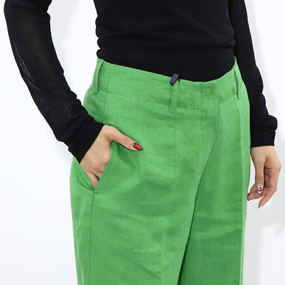 Max Mara ロングパンツ グリーン ストレート ワイドパンツ 91310432