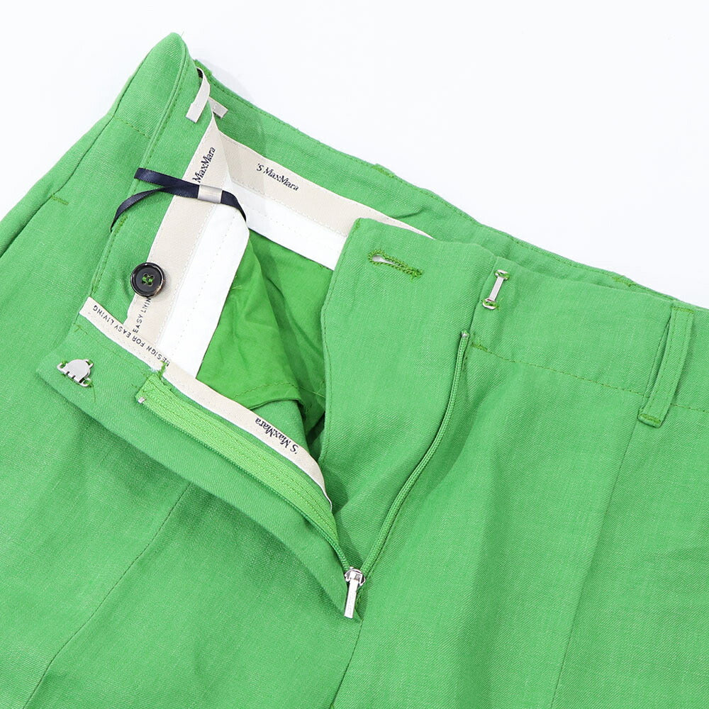 Max Mara ロングパンツ グリーン ストレート ワイドパンツ 91310432