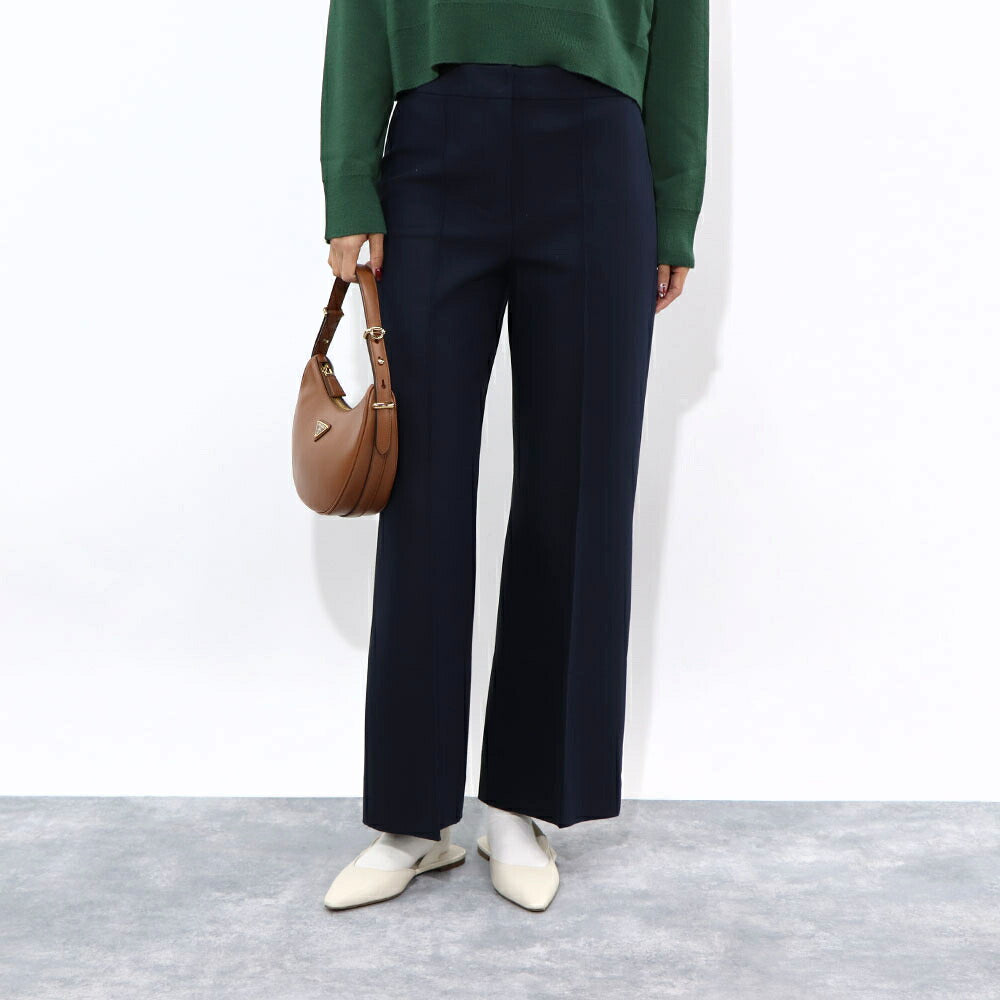 Max Mara ロングパンツ ネイビー スラックス センタープレス 91311431