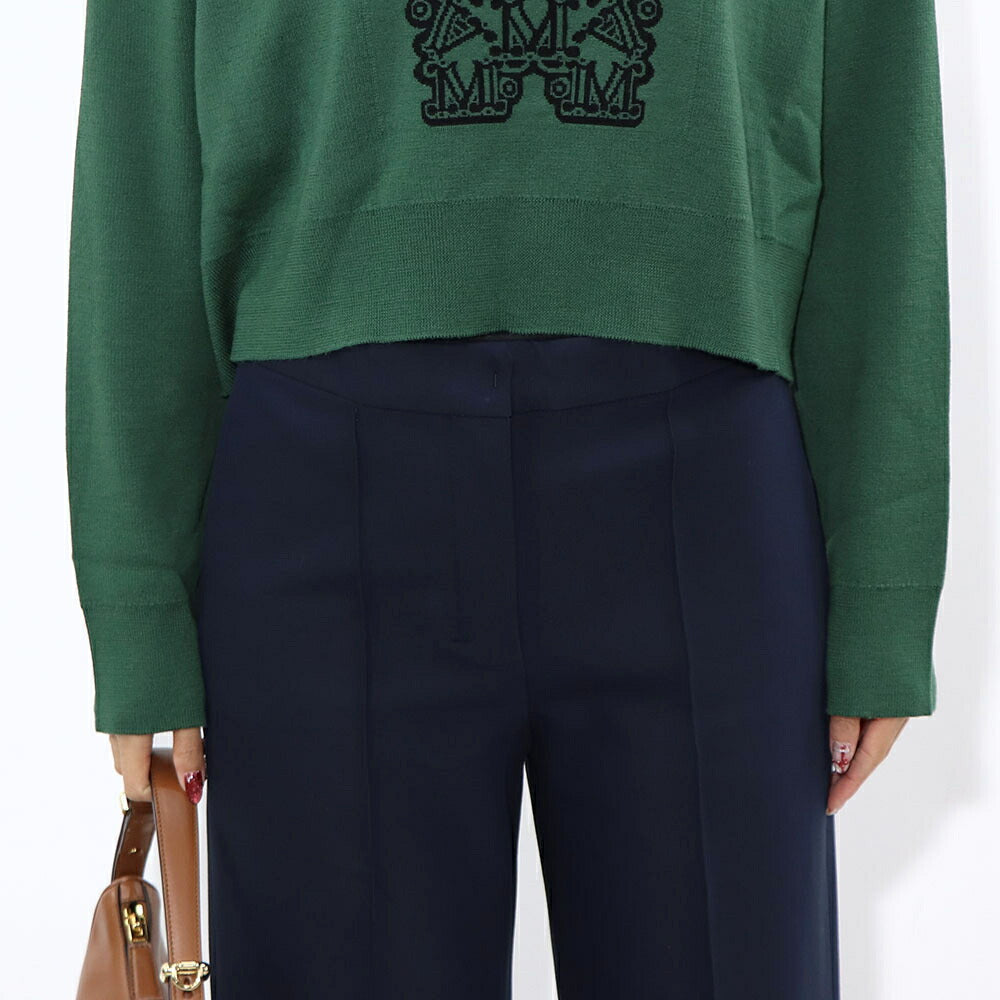 Max Mara ロングパンツ ネイビー スラックス センタープレス 91311431