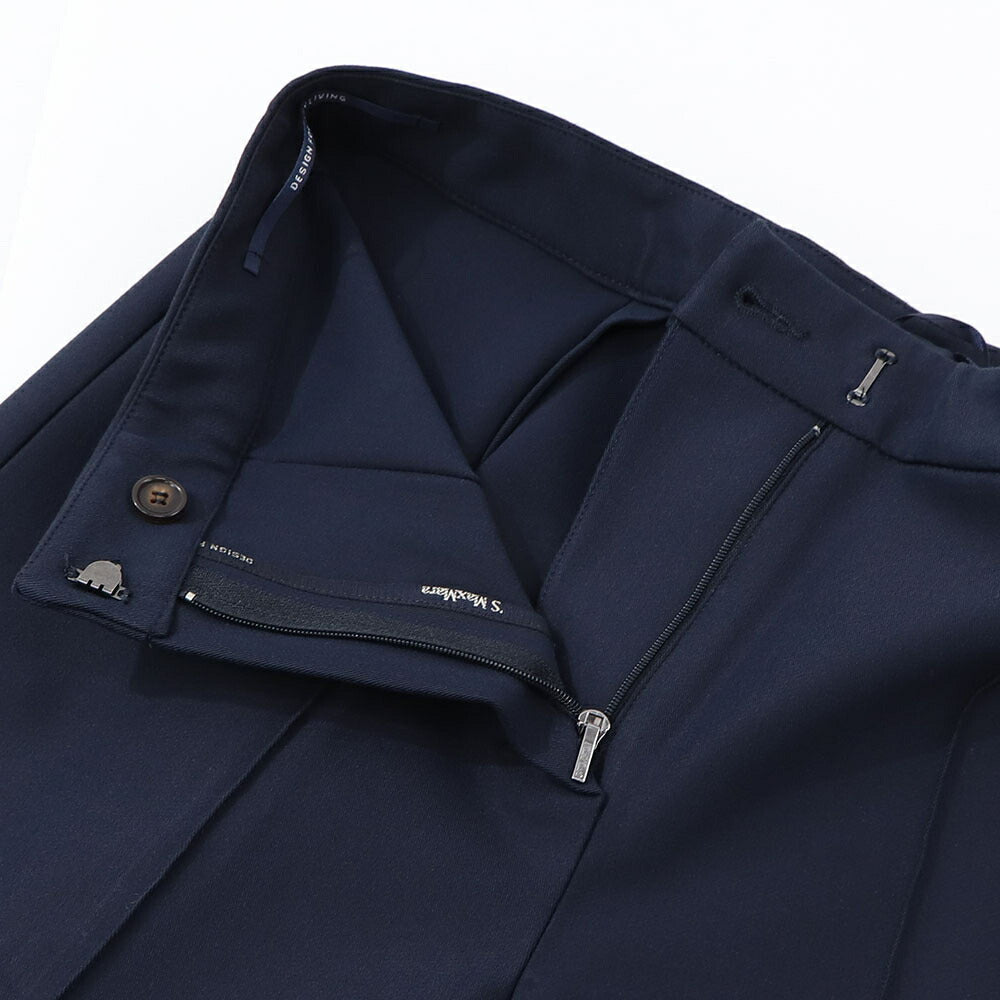 Max Mara ロングパンツ ネイビー スラックス センタープレス 91311431