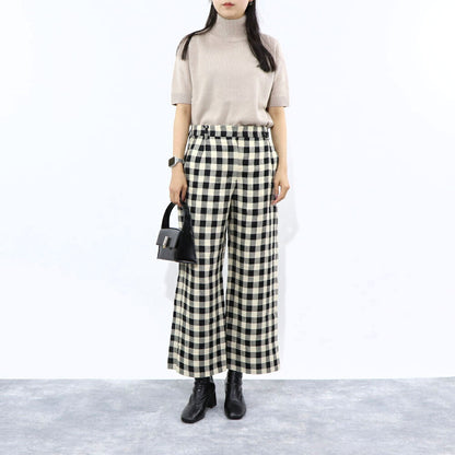 Max Mara ロングパンツ ブラック ギンガムチェック ストレートパンツ 91311432
