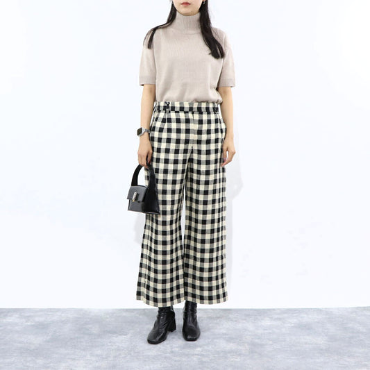 Max Mara ロングパンツ ブラック ギンガムチェック ストレートパンツ 91311432