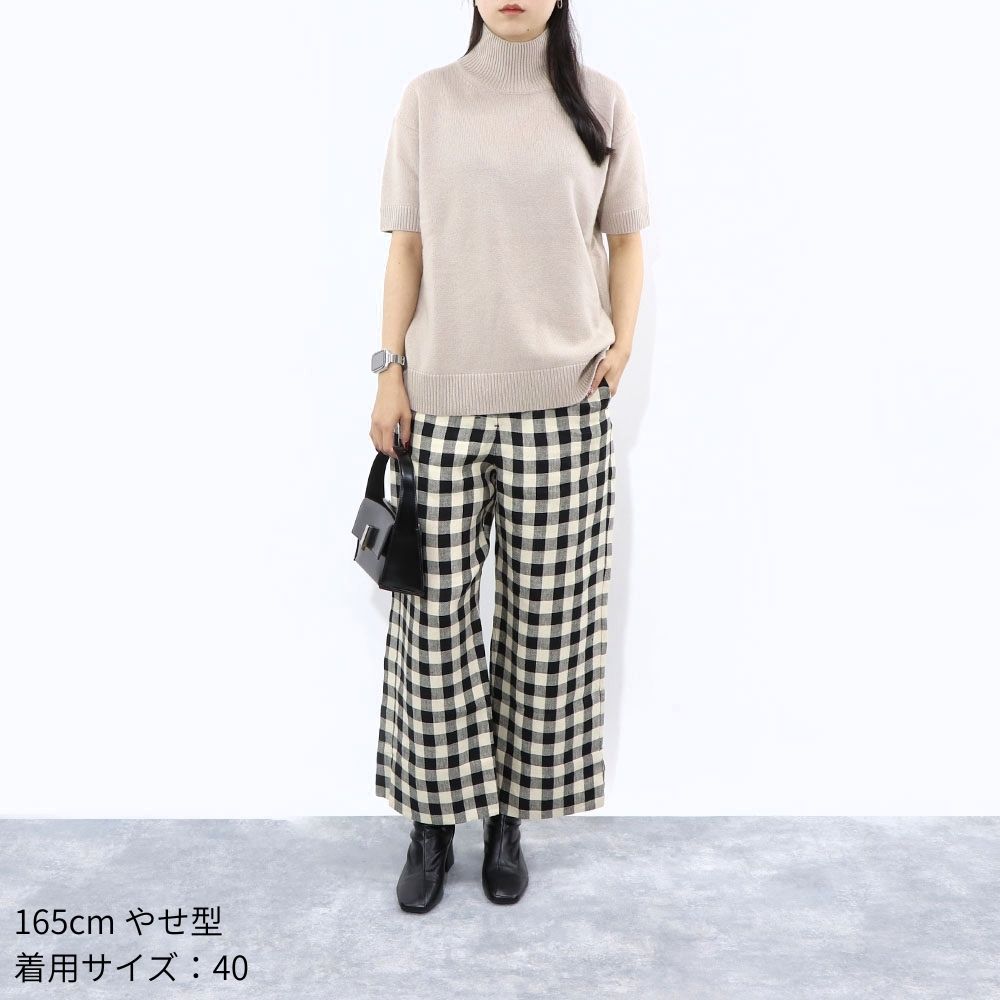 Max Mara ロングパンツ ブラック ギンガムチェック ストレートパンツ 91311432