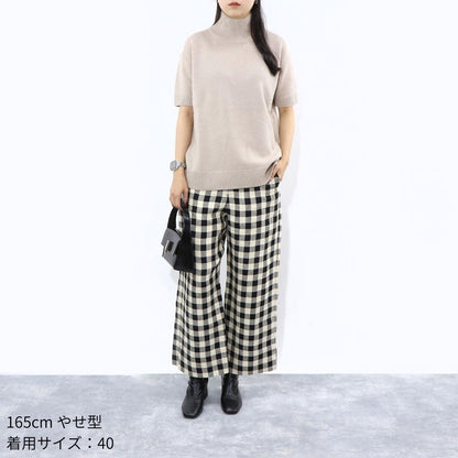 Max Mara ロングパンツ ブラック ギンガムチェック ストレートパンツ 91311432