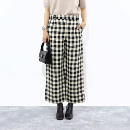 Max Mara ロングパンツ ブラック ギンガムチェック ストレートパンツ 91311432